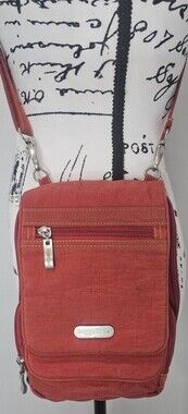 Baggallini Bon Voyage Nylon Travel Organizer Crossbody Bag Red Orange Yellow